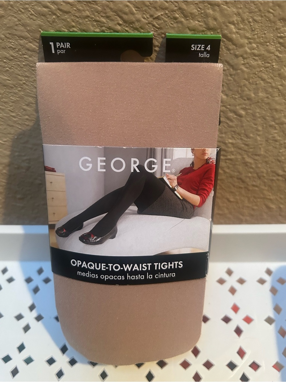 Plus size Nylons Opaque-to-Waist Nylons Tights - Size 4 - Nude Beige
